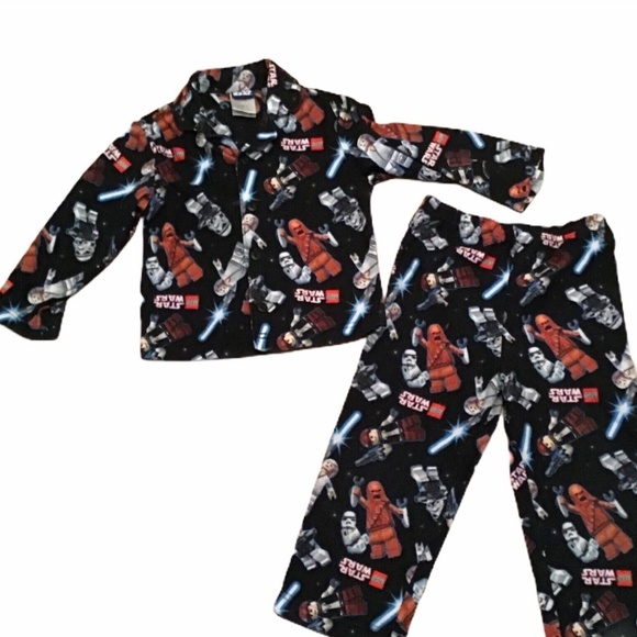 Star Wars Lego Size 4 Boys Fleece 2 Piece Black Pajamas PJ Set Long Sleeve Sleep - Picture 1 of 6